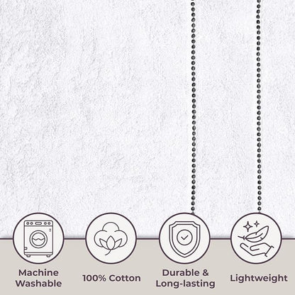 Lavish Home Bathroom Towels Set, Bathroom Accessories, White, Set of 6 | Includes 2 Bath Sheets, 2 Hand Towels, and 2 Wash Cloths, Soft 525 GSM 100% Cotton Set for Shower, Gym, Dorm, and Spa