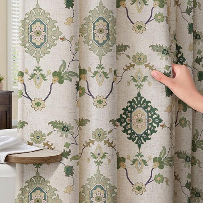 Boho Floral Shower Curtain, Vintage Cottage Core Shower Curtains for Bathroom, 72Wx72H Inch