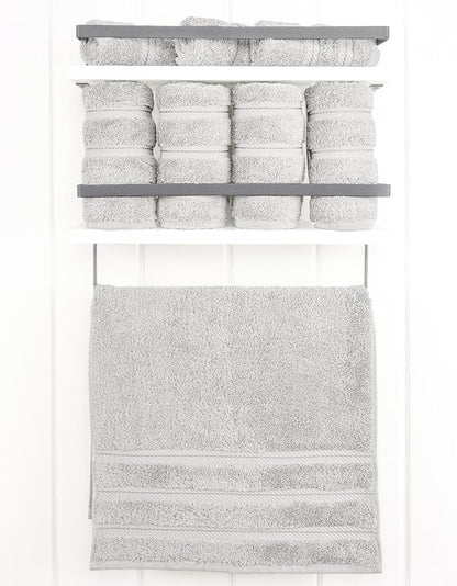 American Soft Linen Luxury Hand Towels for Bathroom, 600 GSM Heawy Weight 16x28 Size 100% Cotton Turkish 4 Piece Hand Face Towel Set, Silver Grey Hand Towels