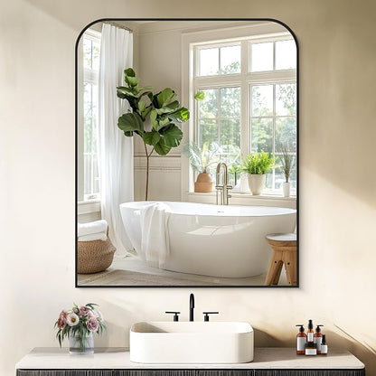 COFENY Bathroom Mirror, 30x36 inch Black Rectangle Wall Mounted Mirror with Thin Frame, Bathroom Vanity Mirrors for Over Sink, Entryway, Living Room, Bedroom