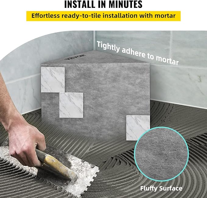 VEVOR Tile Shower Seat, 22.4" x 16" x 20" Ready to Tile Shower Seat, Factory Waterproof & 100% Leak Proof Tileable Shower Corner Seat, 440lbs Load-Bearing Triangular Board Shower Bench, Grey