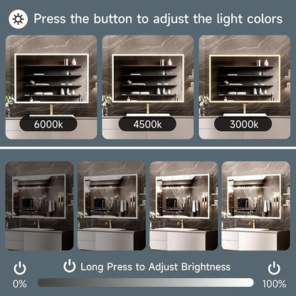 LED Lighted Medicine Cabinet with Mirror, 48x32 Inches, Recessed or Wall Mounted, Anti-Fog, 3 Color Temperature, Adjustable Brightness, Bathroom Storage Cabinet