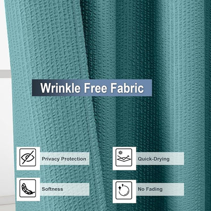 Turquoise Shower Curtain for Bathroom 78 Inches Long, 3D Embossed Textured Fabric Farmhouse Shower Curtain Soft Cloth, Water Repellent, Machine Washable, Hotel Style, 72" W x 78" L, Turquoise