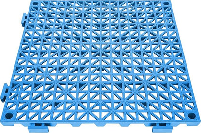 VEVOR Interlocking Tiles, 55Pcs 12 x 12 in, Soft PVC Drainage Tile Mat, Non Slip & Wear-Resistant Splicing Drainage Mat, Floor Tile Drain Holes for Restroom, Bathroom, Kitchen, Pool, Blue