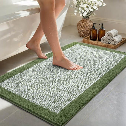 48x24 Long Bathroom Rugs Non Slip Washable,Large Bath Rugs for Bathroom Floor Tub,Soft Absorbent Quick Dry Bath Mats for Shower, Bathtub, Home Decor, Matcha Green