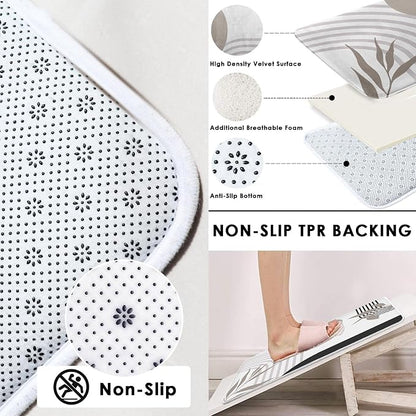 Bathroom Sets with Shower Curtain and Rugs, Boho, 4 Pcs Geometric | Vintage Abstract Minimalist Bathroom Decor Set with Toilet Lid Cover, Non-Slip Bath Mats and Accessories 12 Hooks