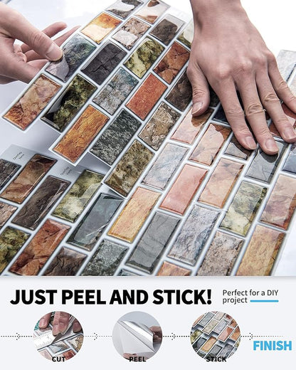 Art3d 10-Pack Marble Peel and Stick Backsplash, 12 x 12 Inch, Vintage Color | Strong Adhesion, Lightweight, Cuttable, Waterproof, Fadeless, Crack Resistant, for Kitchen, Bedroom, Ideal for Recently Moved
