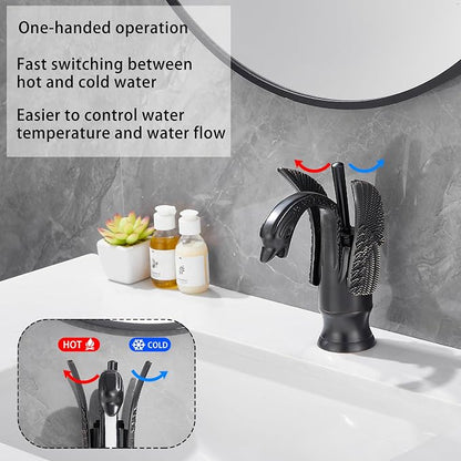 Oil Rubbed Bronze Bathroom Faucet Swan Shape Single Handle One Hole Bathroom Vanity Faucet Basin Tap Deck Mount Lavatory