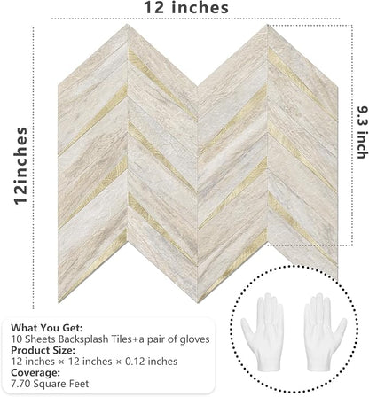 STICKGOO Herringbone Tile Peel and Stick Backsplash for Kitchen&Bathroom