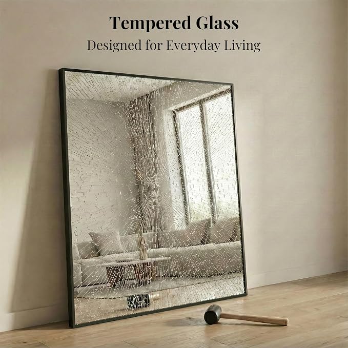 30"x36" Matte Black Framed Rectangle Bathroom Vanity Wall Mirror | Over-Sink Vanity Mirror, Slim Metal Frame, Entryway or Dresser Use, Vertical/Horizontal Mount, Tempered Glass