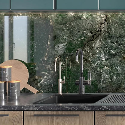 Marble Peel and Stick Waterproof Wall Paneling, 118" x 47" Amazonita Green Glossy Finish Self-Adhesive Backsplash Tile Vinyl Wall Panel for Kitchen Bathroom Wall Decor, Covers 38.75 Sq. Ft.