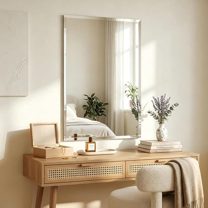 24x36 Inch Bathroom Mirrors for Over Sink, Frameless Mirrors for Wall | Beveled Bathroom Mirror, Bathroom Vanity Mirror for Bedroom Living Room Entryway Home Decor