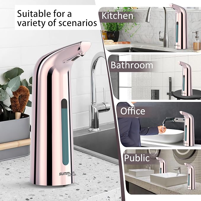 Automatic Liquid Soap Dispenser, 4-Level,13.5oz Touchless | Plastic,400ml Electric Battery Operated Hand & Dish Countertop Soap Dispensers with Sensor for Bathroom,Kitchen Sink