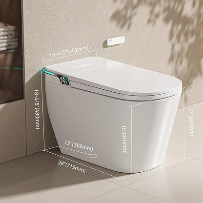 Smart Toilet with Bidet Built in by Onirap, ADA Comfort Height Toilet, Elongated Heated & Wider Seat Tank Built in with Powerful Flush, Auto Open/Close Lid, Warm Water Sprayer & Dryer, Night Light