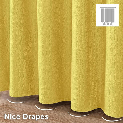 OVZME Berry Cute Shower Curtain, Embossed Textured Fabric Shower Curtain for Bathroom - Soft Cloth & Hotel Spa Luxury, Water Repellent, Machine Washable Shower Curtain, 72X72, Lemon Yellow