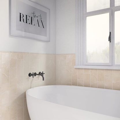 Daltile Perpetuo 4" X 12" Glazed Ceramic Wall Tile in Satin Elegant Beige (28 pieces per carton) (10.64 sqft per carton)