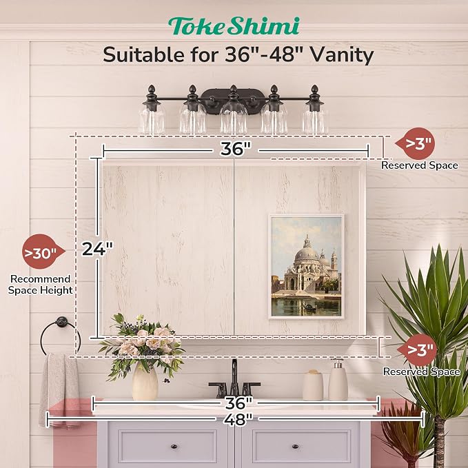 36 x 24 Recessed Medicine Cabinet Mirror with Storage Black, Aluminum Tempered Wall Medicine Cabinet Mirror Bathroom with Adjustable Metal Shelves Modern