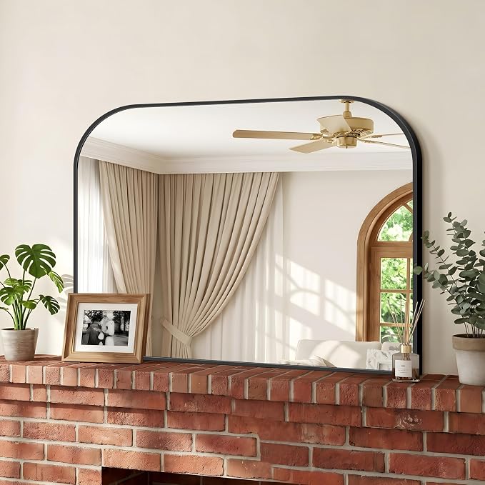 COFENY Bathroom Mirror, 32x24 inch Black Rectangle Wall Mounted Mirror with Thin Frame, Bathroom Vanity Mirrors for Over Sink, Entryway, Living Room, Bedroom