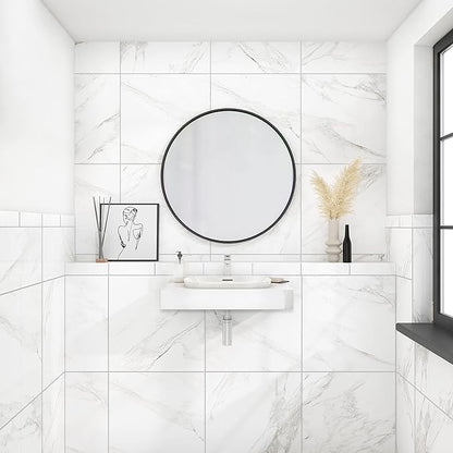 Daltile Perpetuo 24" X 24" Porcelain Marble Look Floor Tile in Polished Brilliant White (4 pieces per carton) (15.20 sqft per carton)