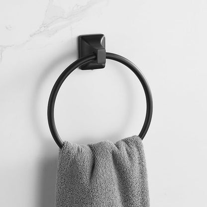 4 Pieces Bathroom Hardware Accessories Set, Stainless Steel 24 inch Towel Bar, Towel Rack, Robe Hook, Toilet Paper Holder for Bathroom Wall Mounted (Matte Black)
