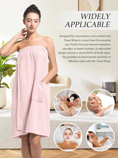 Women'S Soft Wrap Towel Full Length，Bath Robe After Shower Female Plush Long，Spa Bathrobes Lightweight With Pockets