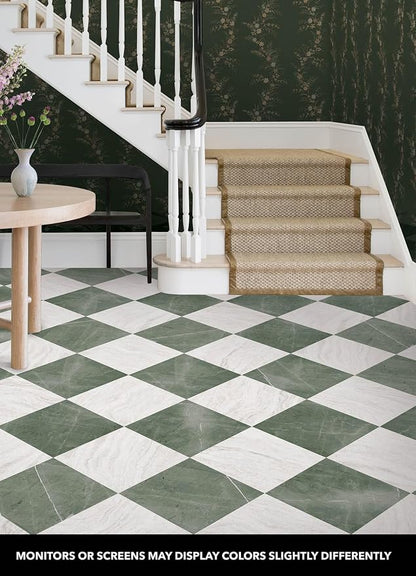 FloorPops x Chris Loves Julia Bonneville Jade Peel and Stick Floor Tiles, FP6332 (Pack of 6)