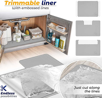Heavy-Duty Under Sink Mat – Waterproof Silicone Cabinet Liner for Kitchen & Bathroom | Protects from Leaks, Spills | Trimmable, Easy to Clean, Ideal for Homeowners | 28" x 19" or Smaller