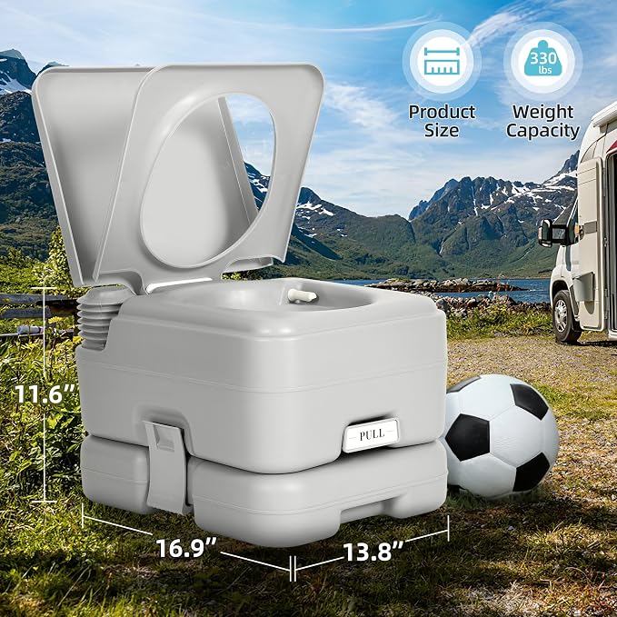 YITAMOTOR 3.17 Gallon Portable Toilet for Camping, RV Travel Potty with Press Flush Pump, Leak-proof Seal Ring for Travel, Boating, Hiking, Trips | RV Travel Potty with Press Flush Pump, Leak-proof Seal Ring for Travel, Boating, Hiking, Trips
