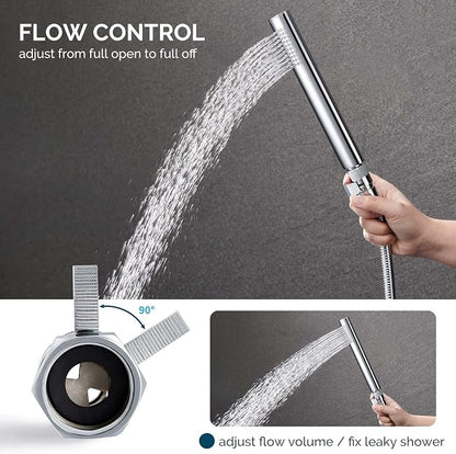 Angle Simple Shower Shut Off Valve, Water Flow Pressure Restrictor, Chrome | Solid Brass Flow Control Reducer for Handheld Shower Head, G 1/2 Water Volume Saver Regulator Valve for Bidet Sprayer