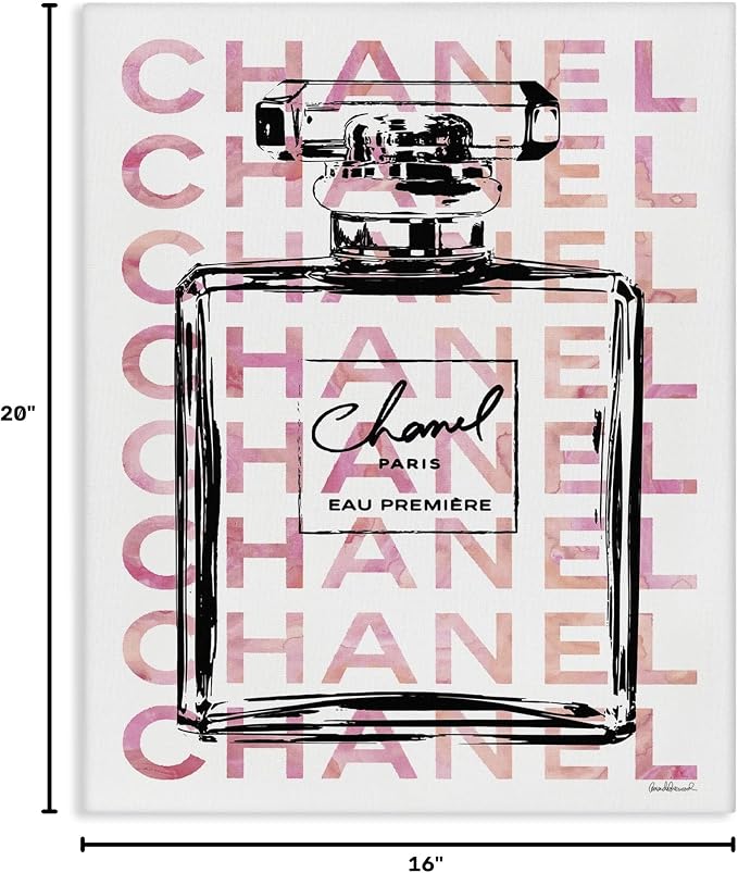 Stupell Industries Glam Perfume Bottle With Words Pink Black Stretched Canvas Wall Art, Proudly Made in USA | Stupell Industries | 16 x 20 Inches, Easy to Hang and Sturdy, Made in USA, by Amanda Greenwood