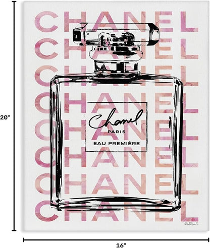 Stupell Industries Glam Perfume Bottle With Words Pink Black Stretched Canvas Wall Art, Proudly Made in USA | Stupell Industries | 16 x 20 Inches, Easy to Hang and Sturdy, Made in USA, by Amanda Greenwood