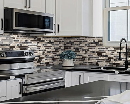 Peel and Stick Backsplash 3D Self Adhesive Wall Tile Brown 10 Sheet | Thick,Sticky,12"x12",Marble,for Kitchen,Bathroom