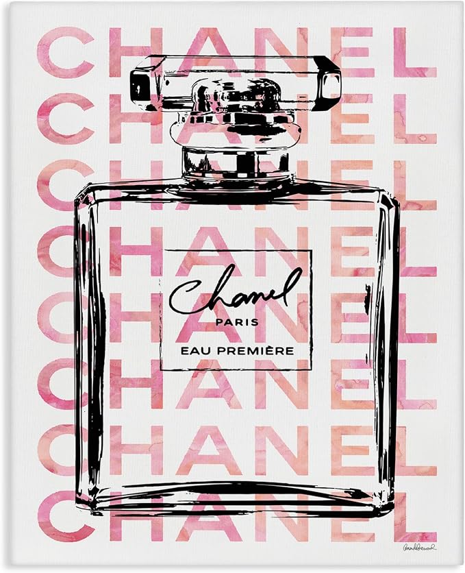 Stupell Industries Glam Perfume Bottle With Words Pink Black Stretched Canvas Wall Art, Proudly Made in USA | Stupell Industries | 16 x 20 Inches, Easy to Hang and Sturdy, Made in USA, by Amanda Greenwood