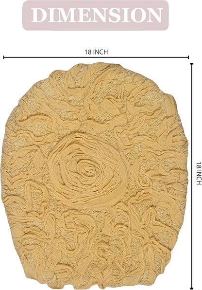 Home Weavers Bell Flower Toilet Lid Cover – 18"x18", 100% Cotton Tufted, Soft & Absorbent, Non-Slip, Machine Washable Bathroom Seat Cover, Yellow
