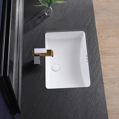 Undermount Bathroom Sink 24x16 Inch Small Bathroom Sink White Porcelain Ceramic Bathroom Under Counter Lavatory Vanity Sink Basin Rectangular Undermount Sinks with Overflow