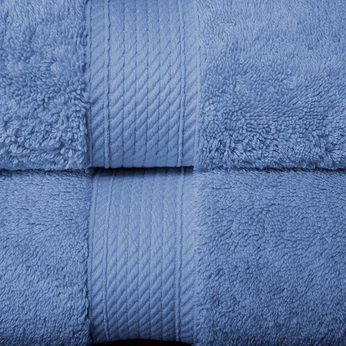 SUPERIOR Egyptian Cotton Ultra Plush & Absorbent, 10 Piece Set, Denim Blue | Quick Dry, Soft Luxury Towel Set, Bath Essentials, Guest Bath, Spa, 2 Bath, 4 Hand, 4 Face Towels, Madeline Towels