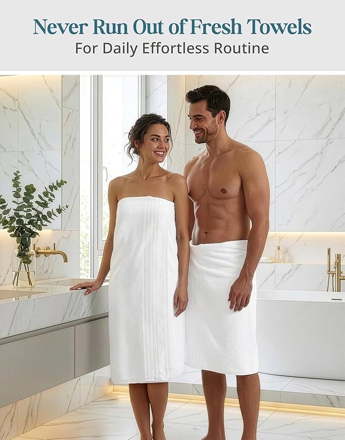 Casa Platino 100% Cotton 2 Pack Bath Towels (30"x60") - Ring Spun Cotton - Large Towels for Bathroom - Quick Drying, Highly Soft & Absorbent Shower Towel Set - Hotel & Spa Quality - White Towel Set