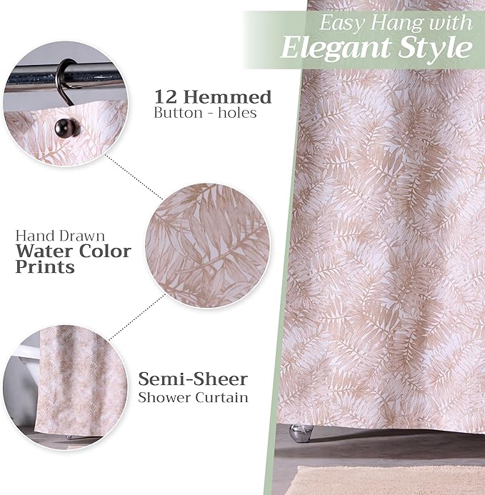 Maison d' Hermine Shower Curtain 100% Cotton One Panel 70"x72" Washable Fabric Shower Curtains for Bathroom, Easy Hanging with 12 Button Holes - Home Hotel Spa Easter Gifts (Bamako)