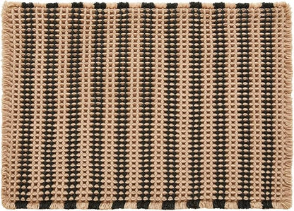 TYUU Waffle Bath Mat, Boho Bathroom Rugs Non Slip, 30x20 Black & Khaki | Super Absorbent Quick Dry Bath Rug, Non-Slip Backing, Soft Waffle Washable Farmhouse Bathroom Mats, Tub, Shower & Home Decor
