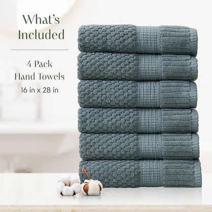 6 Pack 100% Cotton Hand Towels | Green Towels | Oeko‑TEX Standard 100 | Soft & Absorbent, Quick‑Dry | Trinity Collection - Stormy Sea