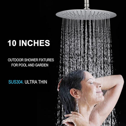 Shower Faucet - Shower Faucets Sets Complete, Shower System - Outdoor Shower Kit/Outdoor Shower Enclosure/Outdoor Shower Fixtures W/ SS304 Shower Head & Handheld High Pressure, Brushed Nickel