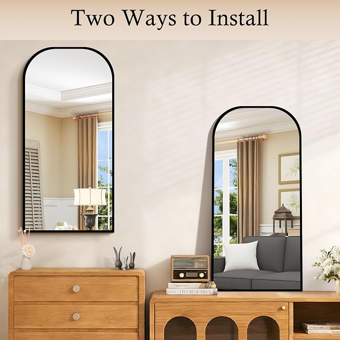 COFENY Bathroom Mirror, 16x32 inch Black Rectangle Wall Mounted Mirror with Thin Frame, Bathroom Vanity Mirrors for Over Sink, Entryway, Living Room, Bedroom