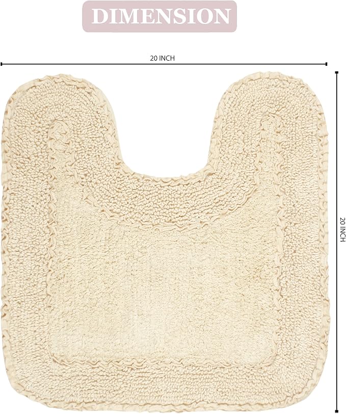 Home Weavers Radiant Collection 100% Cotton Bathroom Rugs Set, Washable Rug, Soft Cotton Extra Soft and Absorbent Bath Rug, Kitchen Mat, Bath Mat Set, Bath Floor Mat Non Slip, 20"x20" Contour, Ivory