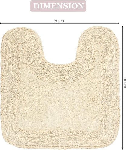 Home Weavers Radiant Collection 100% Cotton Bathroom Rugs Set, Washable Rug, Soft Cotton Extra Soft and Absorbent Bath Rug, Kitchen Mat, Bath Mat Set, Bath Floor Mat Non Slip, 20"x20" Contour, Ivory