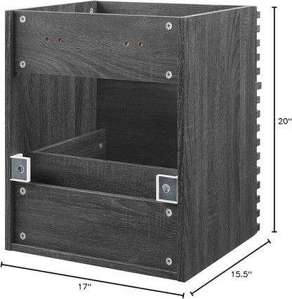 Modway Render 18" Wall-Mount Bathroom Vanity in Charcoal - Sink Basin Not Included