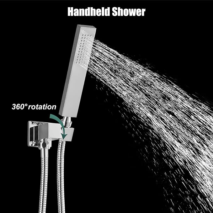 Heyalan Hand-held Shower Head Set-SUS304 Handheld Shower,Polished Chrome | SUS304 stainless steel wand, straight-style design, single rain spray, 59-inch long hose and standard 1/2-inch connection