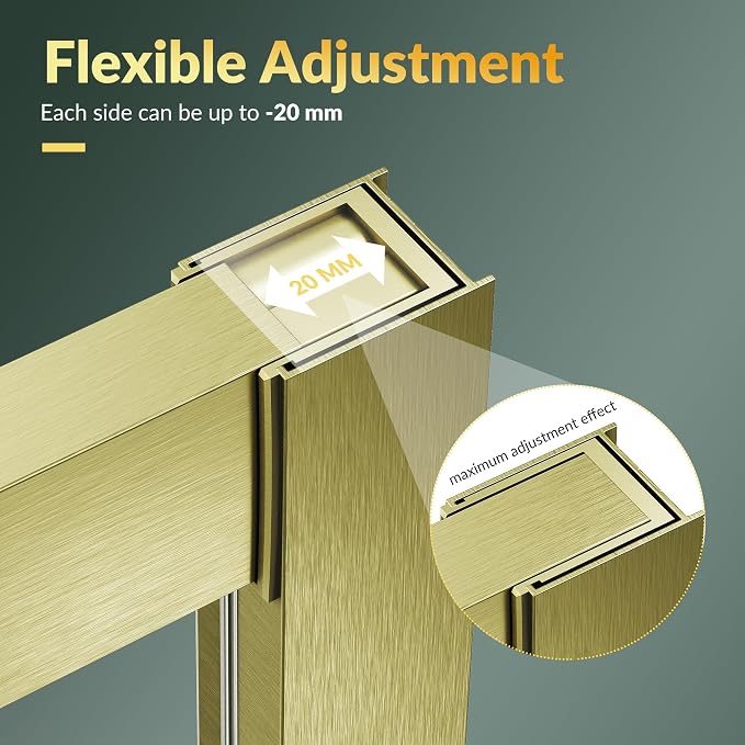 ELEGANT Corner Shower Door 34 in. D x 34 in. W x 72 in. H, Double Sliding Shower Door, Framed Corner Shower Enclosure with 1/4" Tempered Glass, Brushed Gold