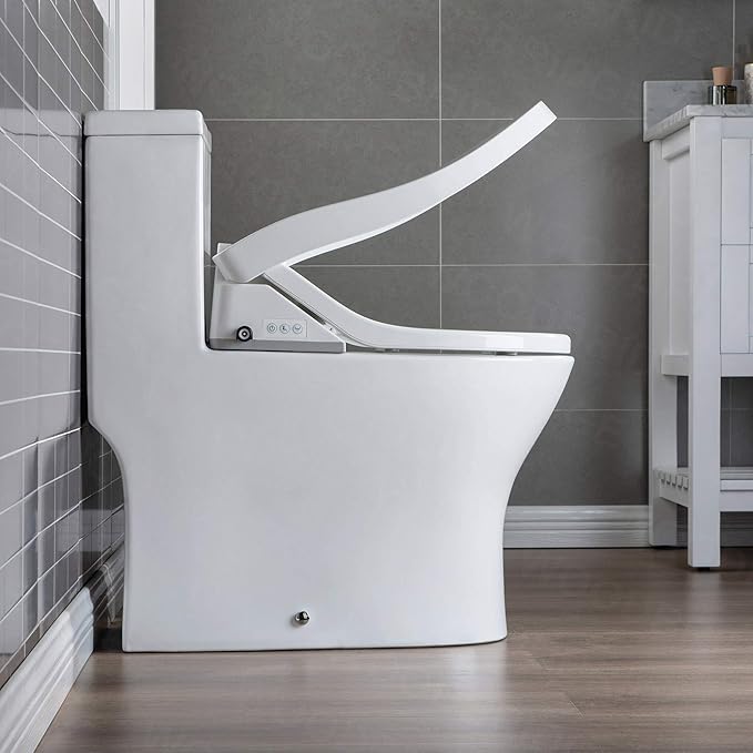 WOODBRIDGE One Piece 1.1GPF/1.6 GPF Dual Flush Elongated Toilet with Advance Smart Toilet in White