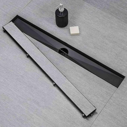 SaniteModar Linear Shower Drain 54 inch Matte Black with Tile Insert Panel | AISI 304 Stainless Steel Black Linear Dain Rectangle Shower Floor Drain with Hair Strainer and Leveling Feet