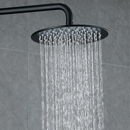 RBROHANT Exposed Shower System with Tub Spout, Matte Black Exposed Pipe Shower Faucet with 3 Functions Brass Shower Valve, Shower Height Adjustable, Wall Mounted